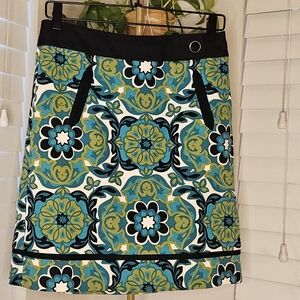 Ann Taylor Floral Skirt with Black Accents